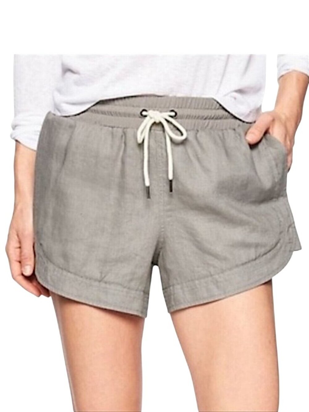 Athleta Beachside Bali Linen Athletic Shorts 0 Gray 175797-04